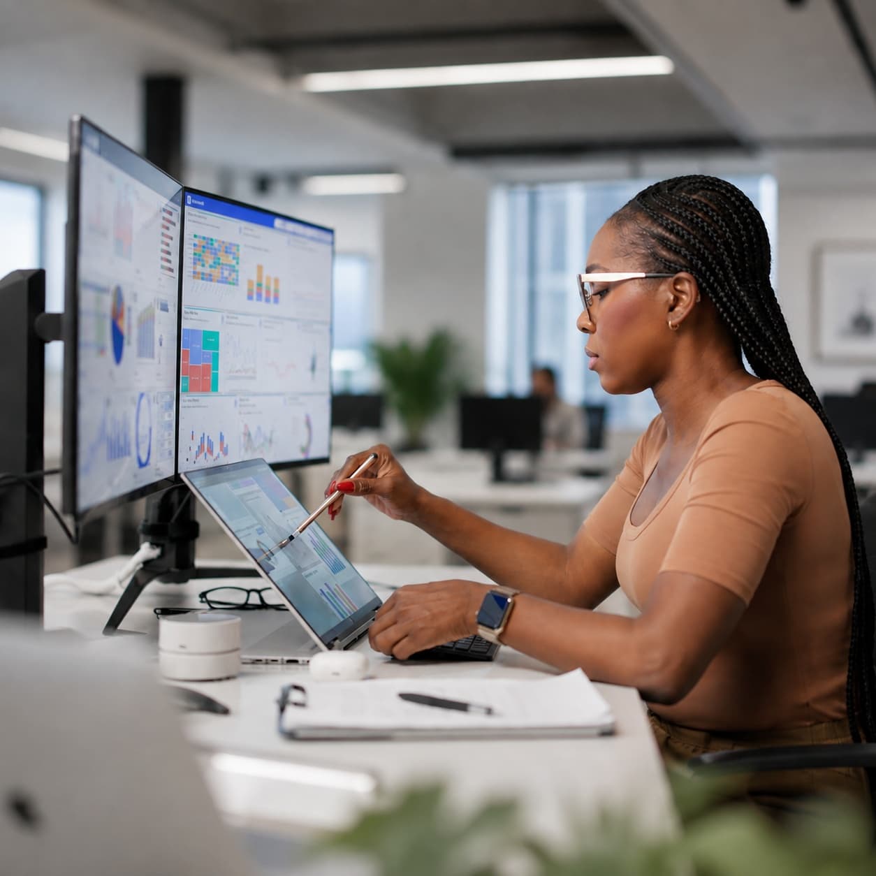 Fleet manager reviewing operational data to support AI-driven fleet decisions. Fleet manager reviewing operational data to support AI-driven fleet decisions.