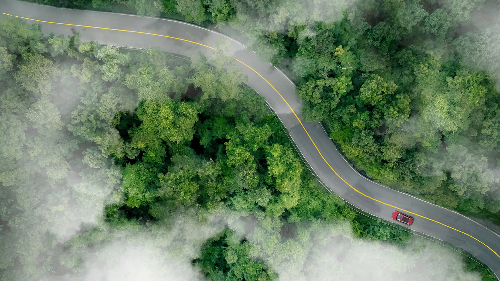 winding-road-in-forest-with-red-car-aerial-view winding-road-in-forest-with-red-car-aerial-view