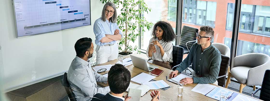 group of diverse employees in a meeting