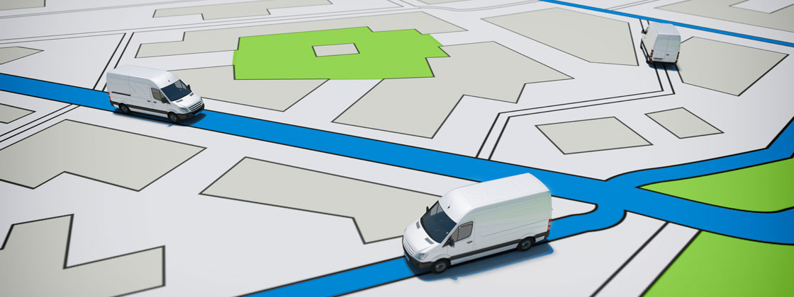 Roadmap with van on road