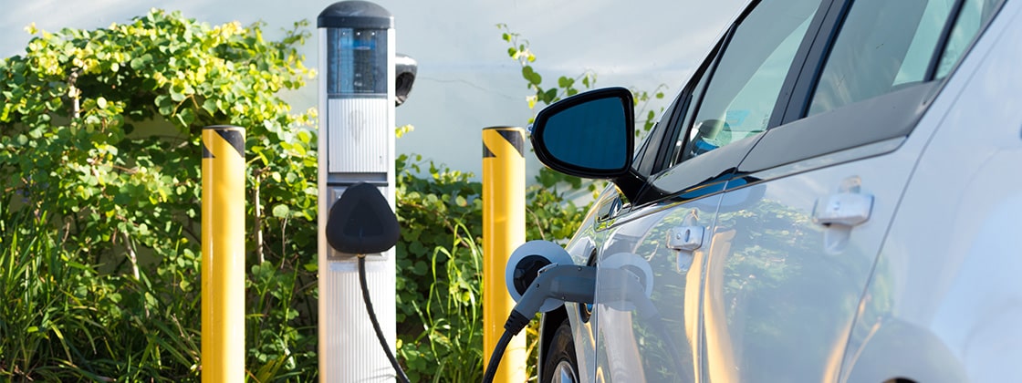 White electric vehicle charging
