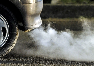 Car with smoke from exhaust