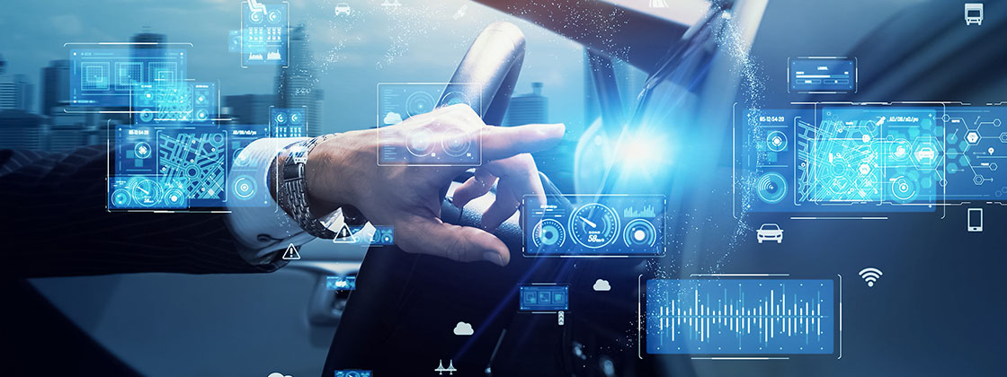 digital image of hand pushing buttons in vehicle