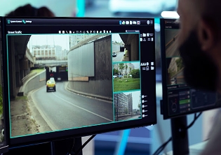 Fleet monitor showing multiple truck camera views for real-time fleet risk management.