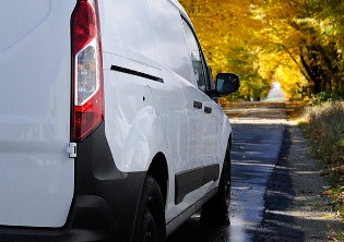 White van fall leaves