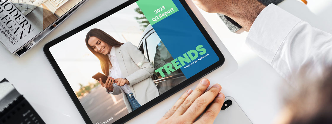 Ipad screen with trends report